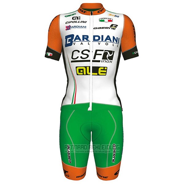 2017 Fahrradbekleidung Bardiani Csf Wei und Grun Trikot Kurzarm und Tragerhose